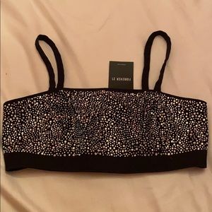 NWT Forever 21 Black Rhinestoned Crop Top small